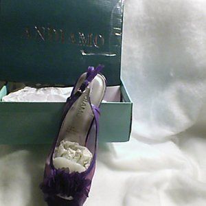 PURPLE PATENT LEATHER MESH HEELS